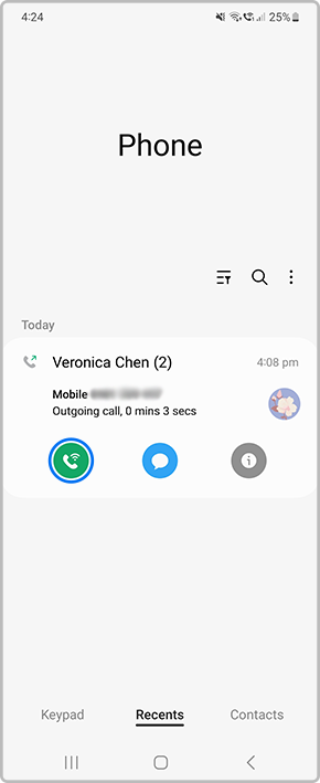 Search for a contact to call