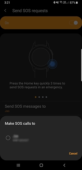 activating SOS contacts