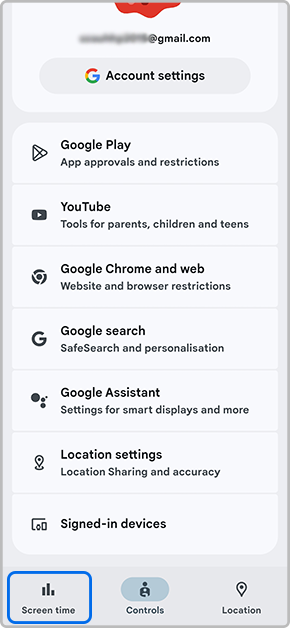 Select Screen time