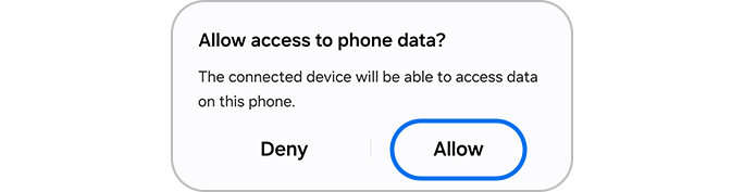 Tapping the Allow button to access phone data