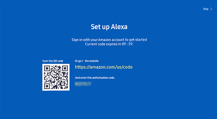 Sign in using URL and code or scan QR Code.