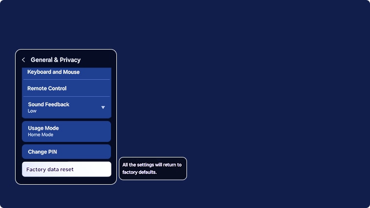 Select Factory data reset