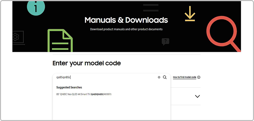 Search your TV's model number