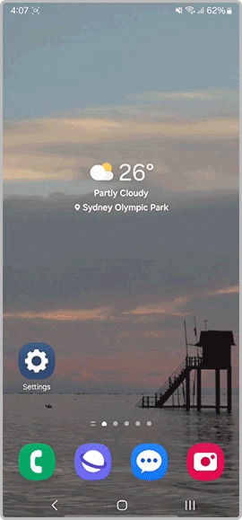 Image of Samsung phone home screen