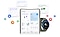 Samsung Galaxy smartfonu və Galaxy Watch7 görünür. Smartfon bugünkü Wellness məsləhətlərini, saat isə 92 Enerji balı göstərir. Çoxsaylı Samsung proqram nişanları və Wellness məsləhət kartları cihazların üzərində gəzir.