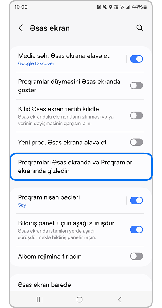 Gizli tətbiqlər"-un üzərinə basın