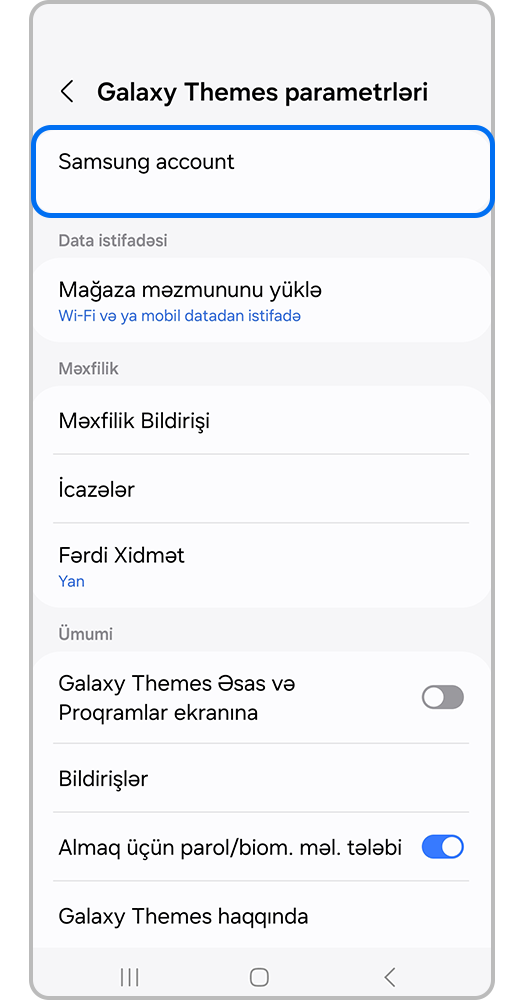 "Samsung hesabı" seçin