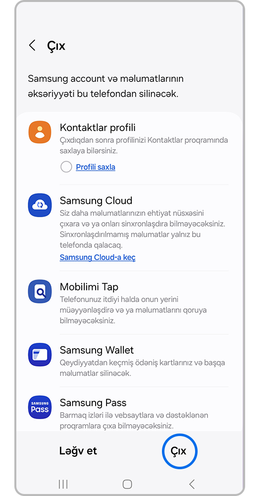 Yenidən "Çıxış" düyməsini basın