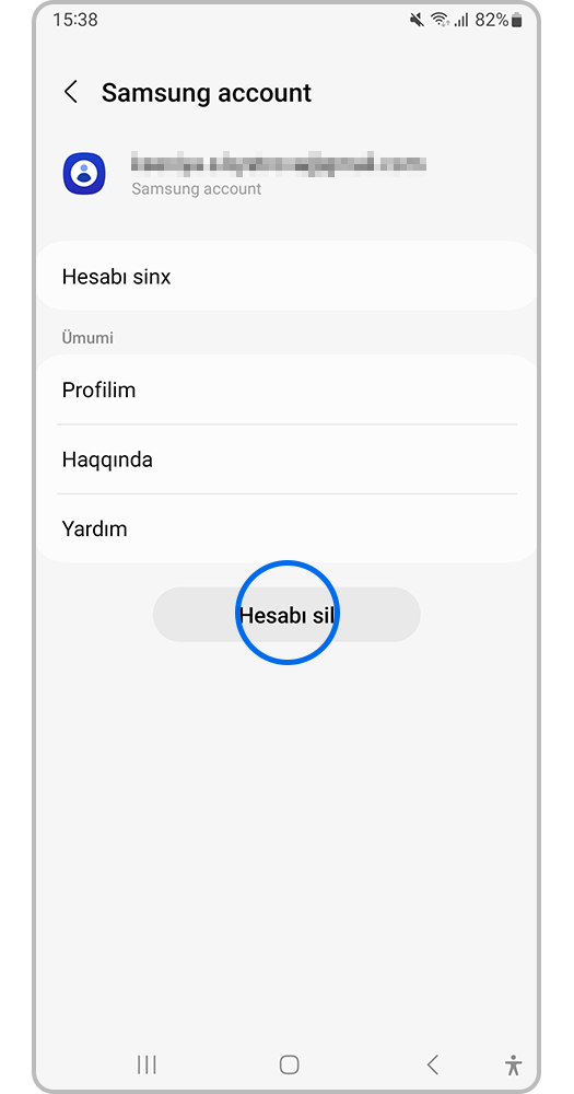 Hesabı sil düyməsinə toxunun.
