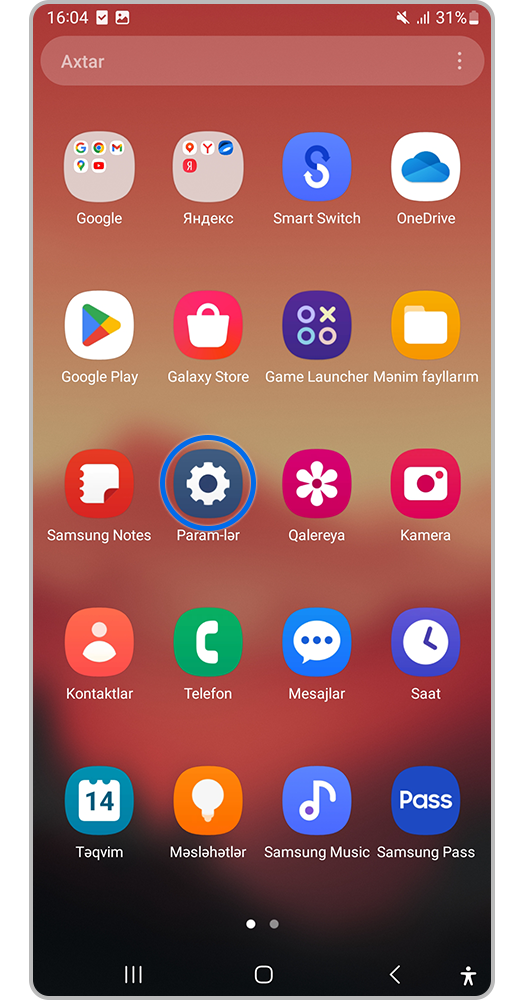 Parametrləri açın