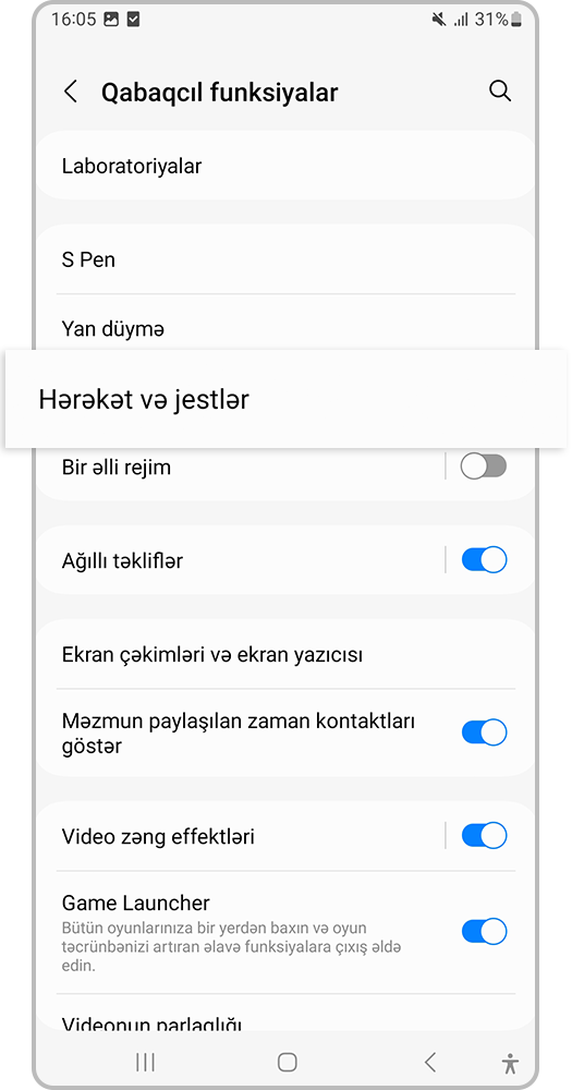 Hərəkət və jestlər