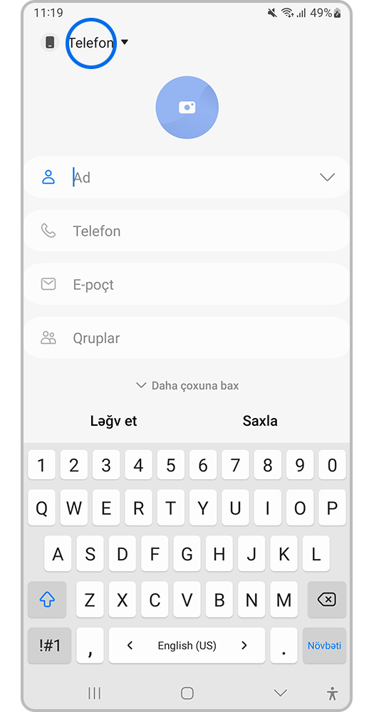 Kontaktı saxla seçin