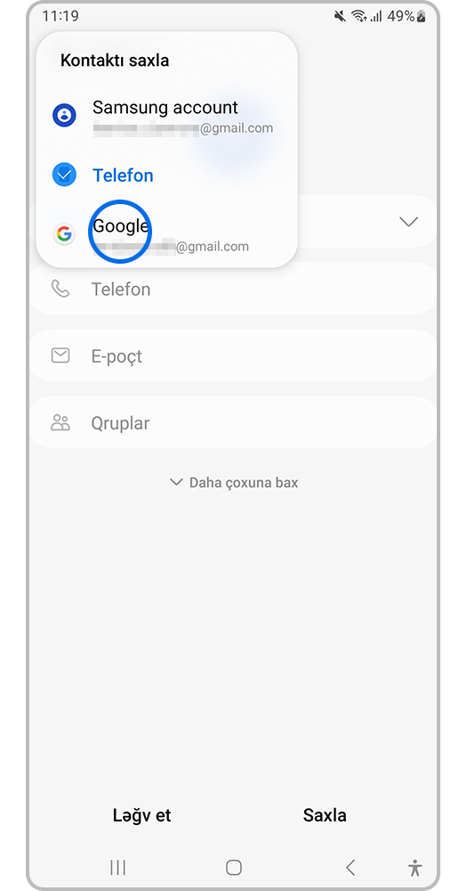 Google hesabınızı seçin