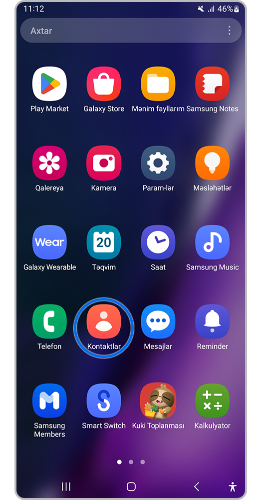 Kontaktlar tətbiqini açın