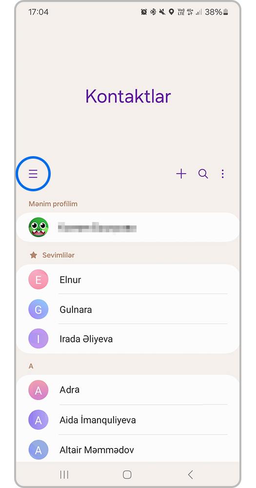 Soldakı üç tire üzərinə klikləyin.
