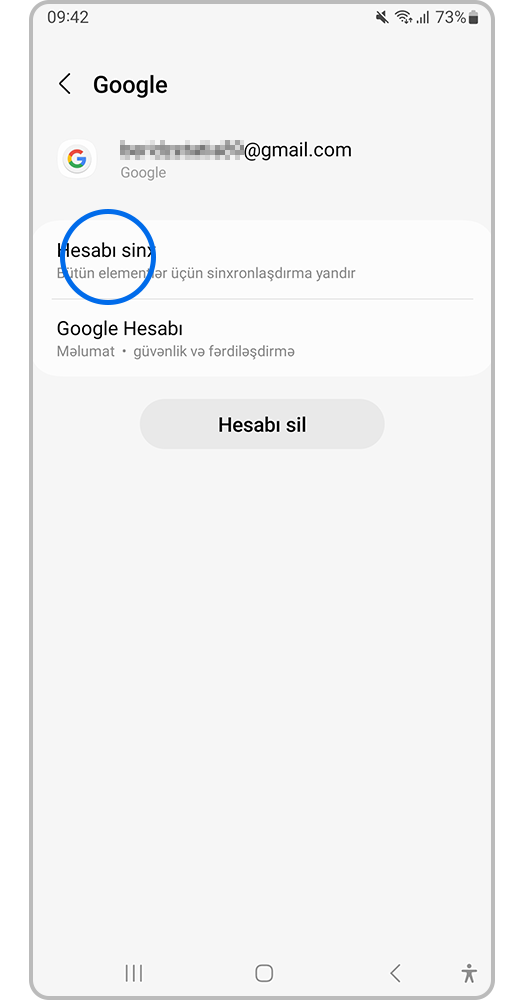 Hesabın sinx seçin