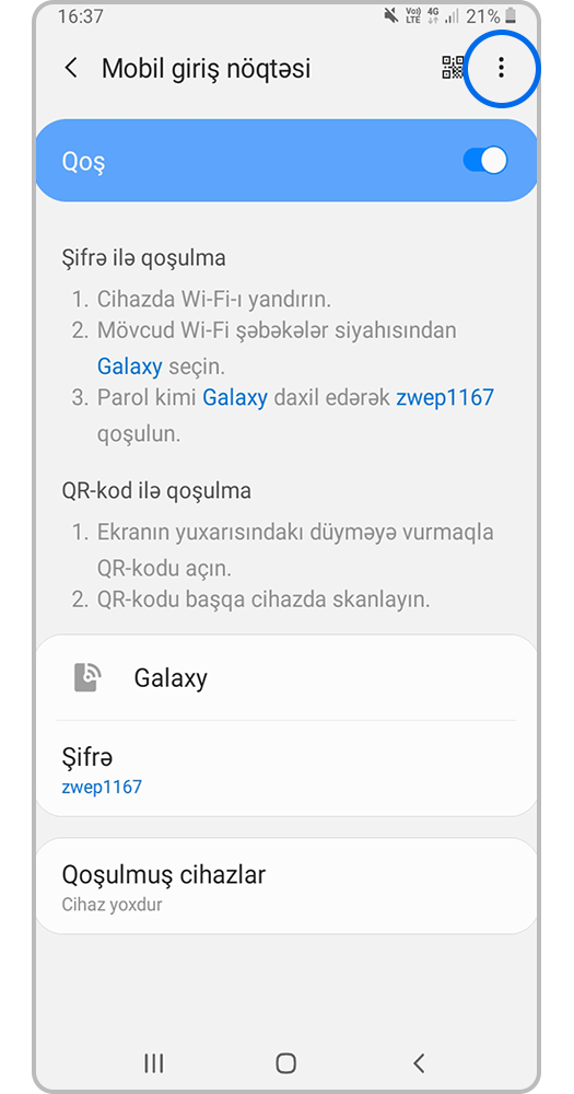 Ekranın yuxarı sağ küncündə ⁝ Seçimlər (üç nöqtə) üzərinə vurun.