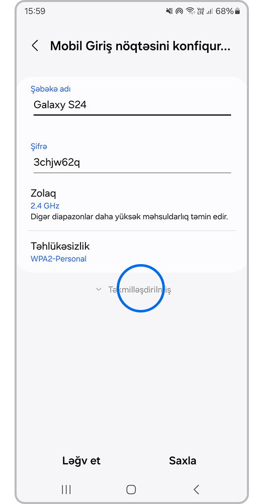 "Təkmilləşdirilmiş" bölməsini seçin