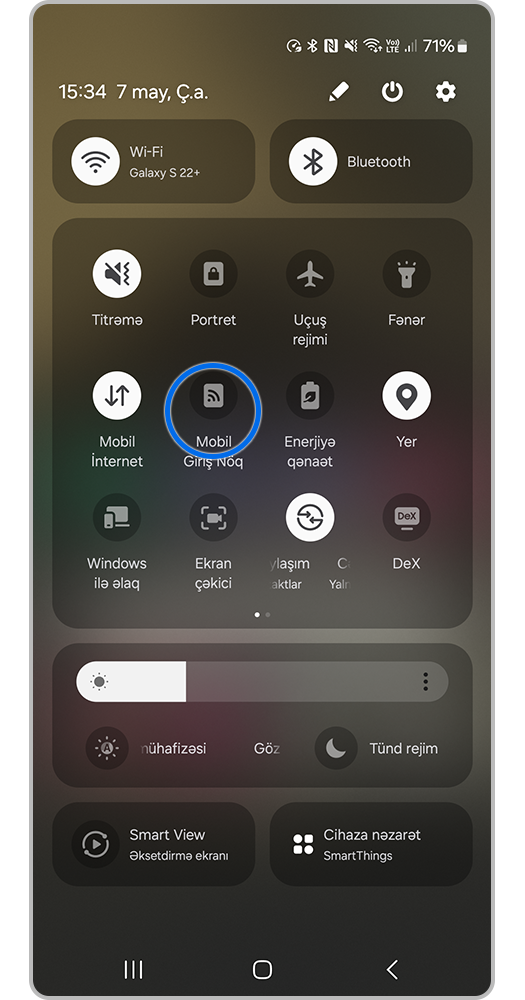 Mobil Giriş Nöq işarəsinə toxunun və saxlayın