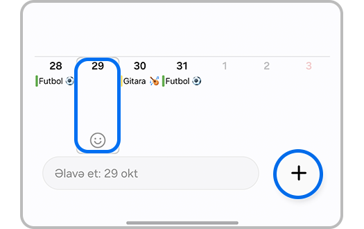 Tarixi seçin və «+» işarəsinə basın.