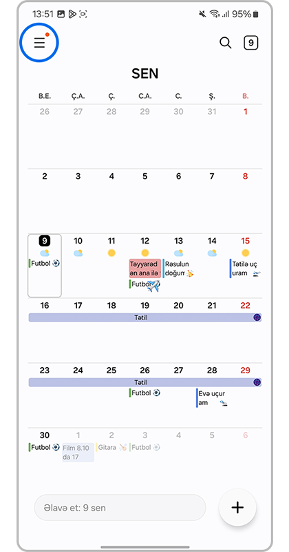 "Menyu" düyməsini sıxın