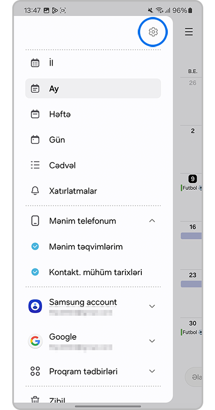 "Tənzimləmələr"i açın