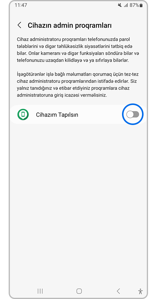 Aktivləşdir/Deaktiv et klikləyin