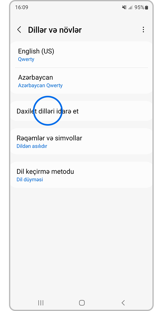Daxilet dilləri idarə et