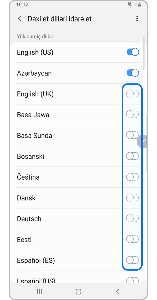 Lazım olan dilləri əlavə edin