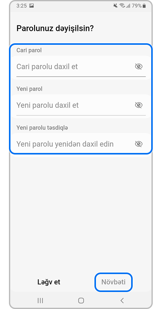 Smartfon ekranı,  Növbәti düyməsinə basın.