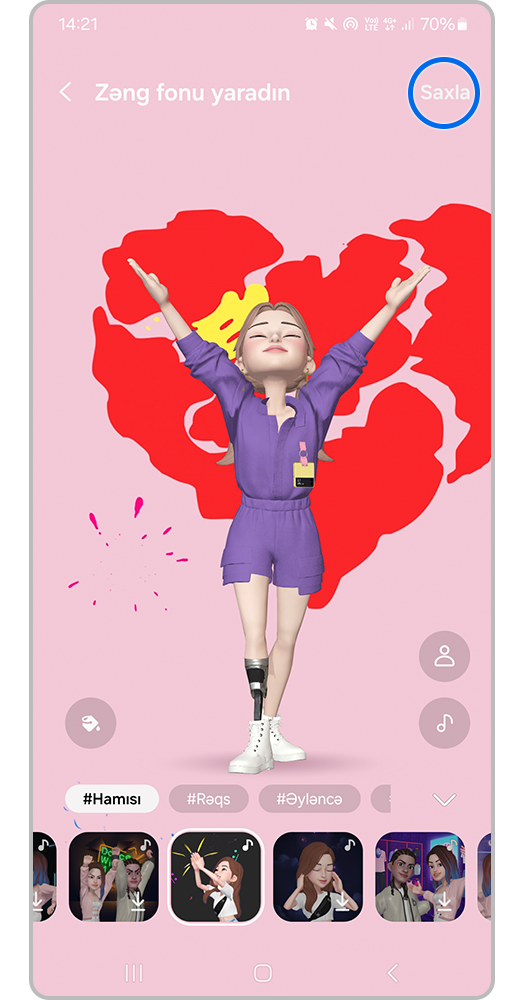 Emojinin hərəkətlərini seçin