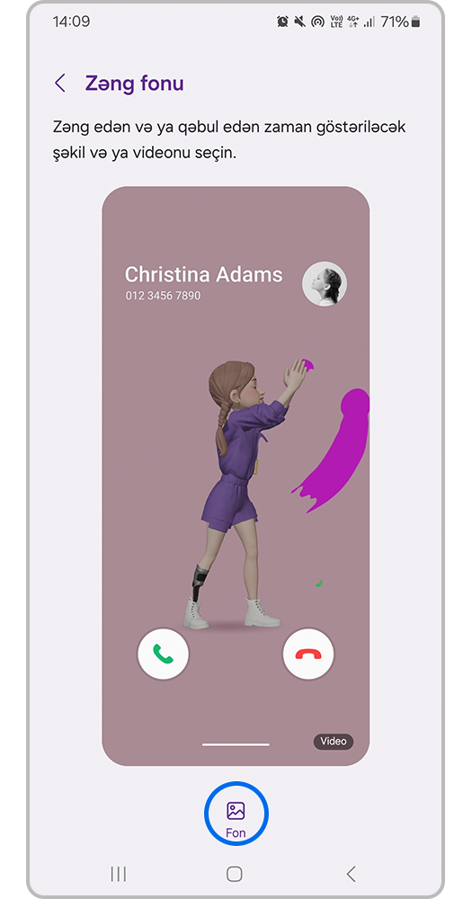 Şəkil zəng ekranının fonu qismində