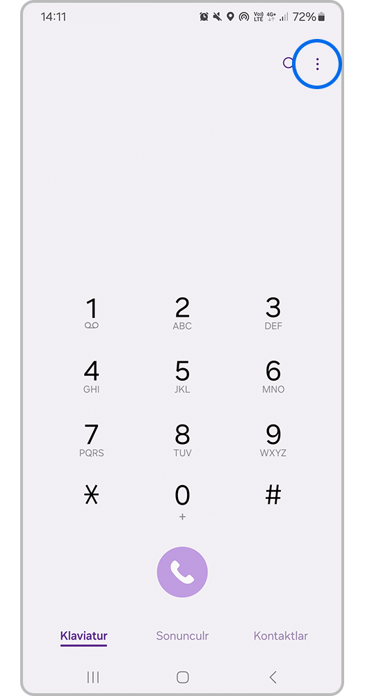 Üç nöqtə üzərinə vurun.