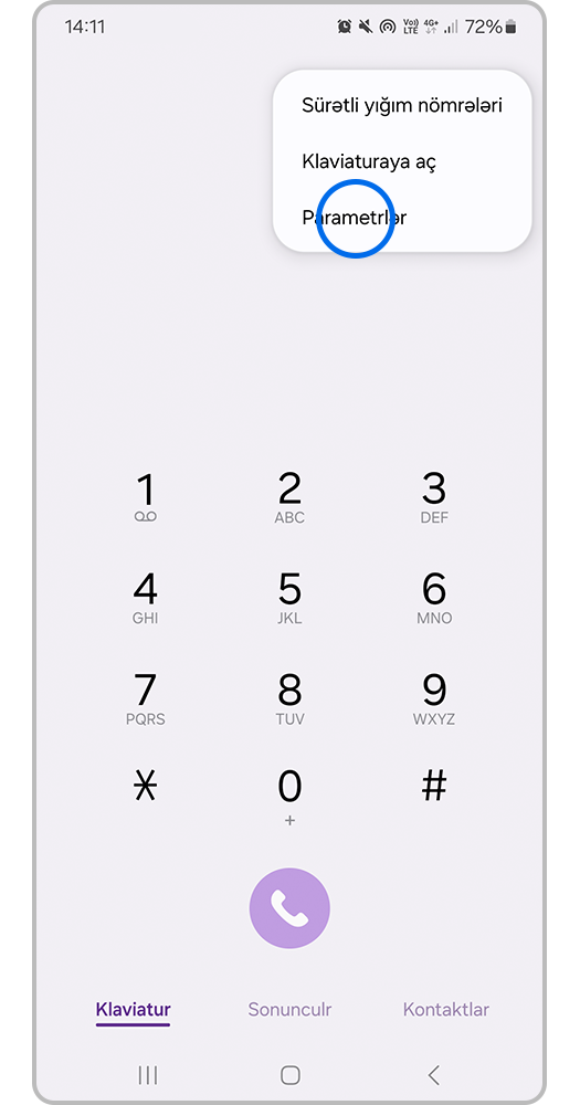 "Parametrlər"-un üzərinə basın