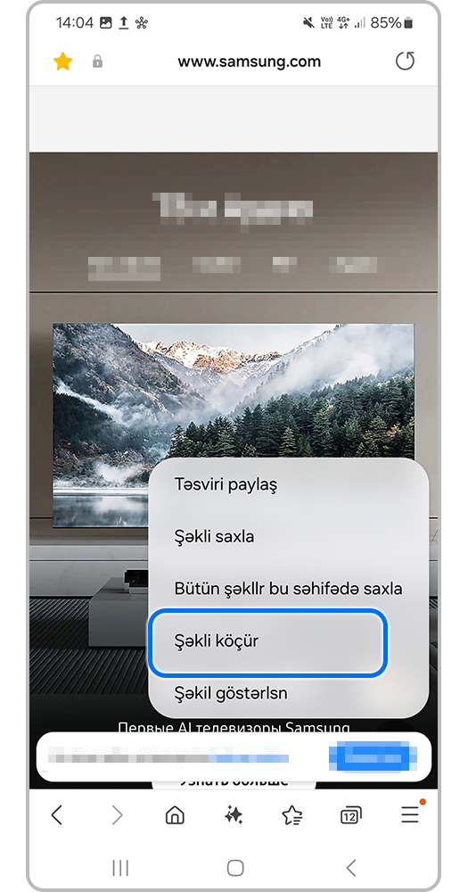 Samsung İnternet tətbiqindən nümunə