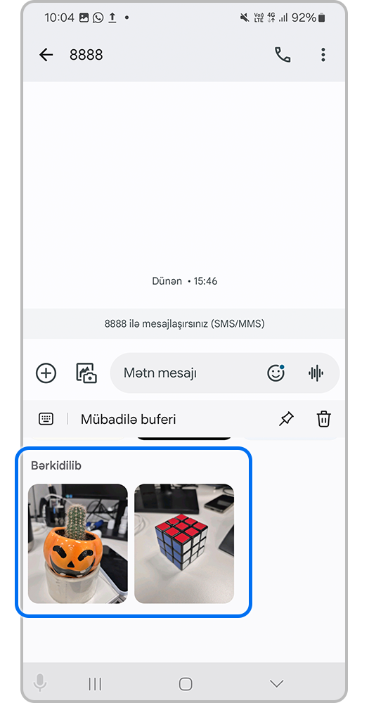 Mübadilə buferində "Bərkidilib" alt bölməsi.