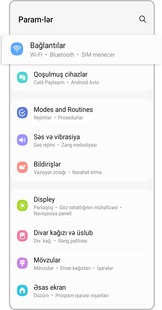 Qoşulmalar bölməsinə keçin.