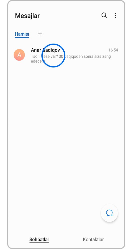 İsmarışlarda dialoqu açın.