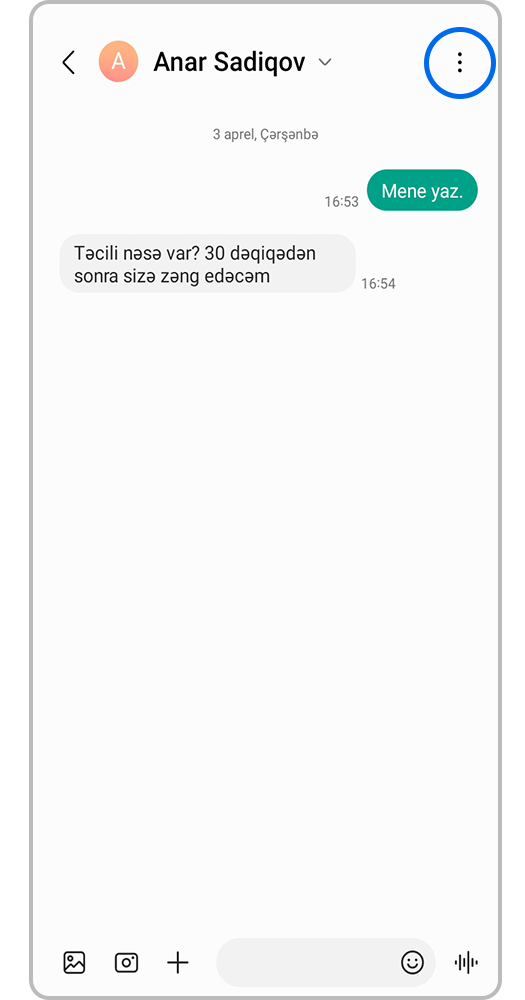Opsiyalara basın – sağ yuxarı küncdə üç nöqtə.