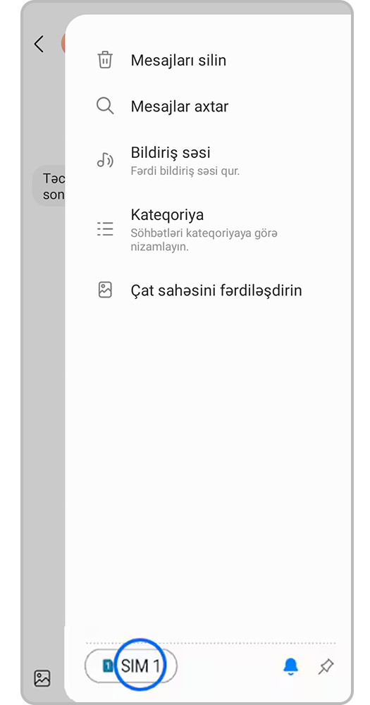 Bir SIM kartdan digərinə keçmək üçün aşağıdakı SIM kart işarəsinə basın.