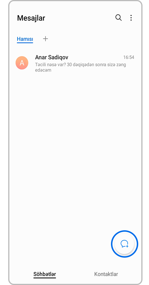 İsmarışlarda yeni ismarış yaratmaq üçün ismarış işarəsinə basın.