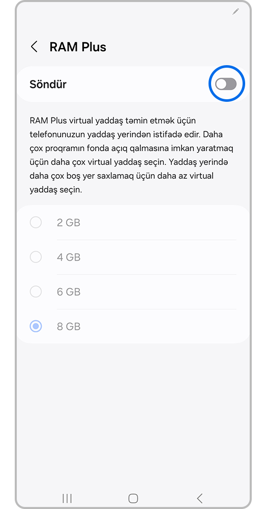 Funksiyanı aktivləşdirmək üçün dəyişdiriciyə vurun.
