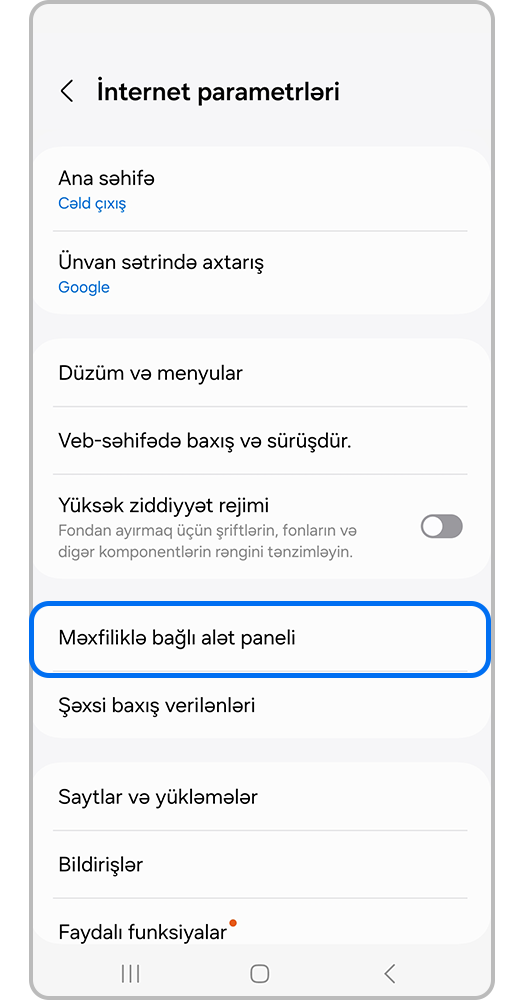 "Baxışlar haqqında şəxsi məlumatlar"ı seçin