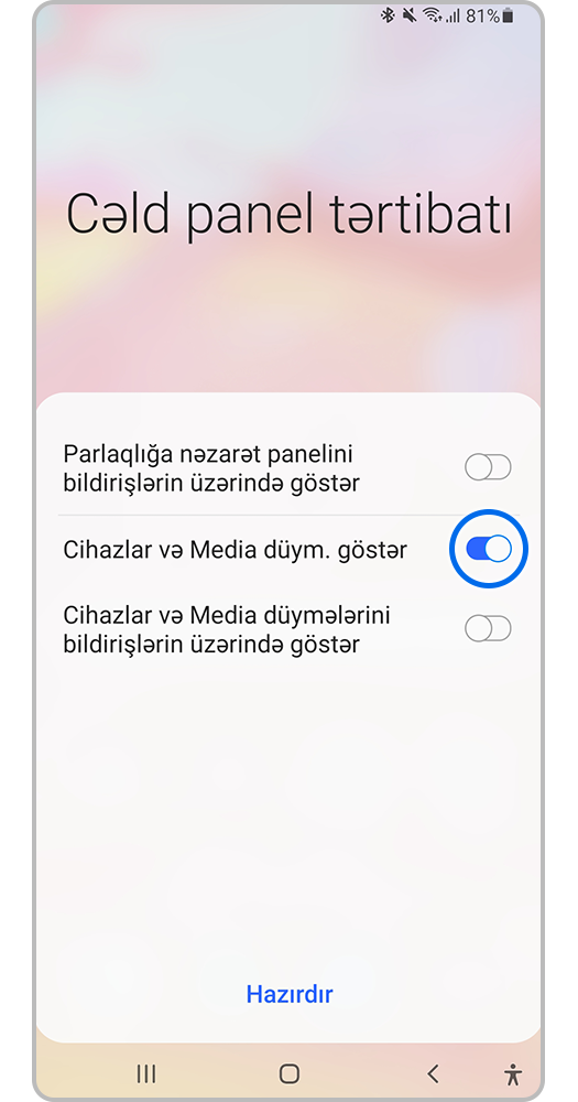 Smartfon ekranı, Cihazları idarəetmə və media məlumatların çıxışı düymələrini