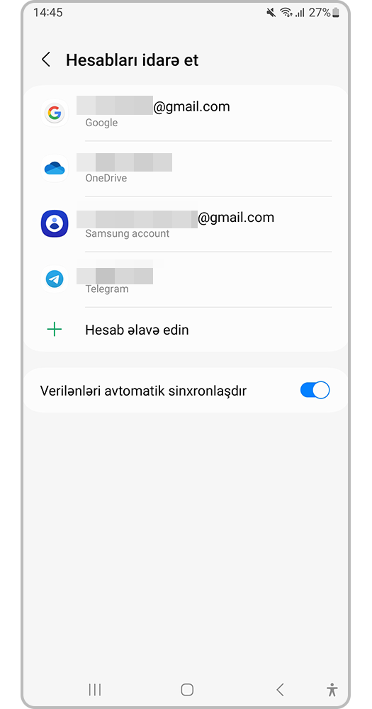 Hesabların siyahısını açın