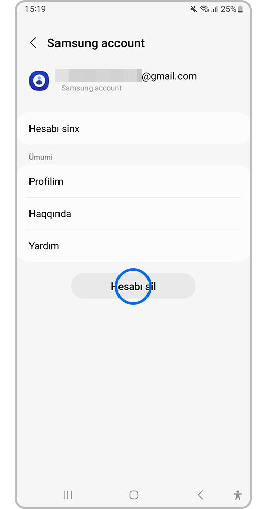 Hesabı sil bəndinə basın