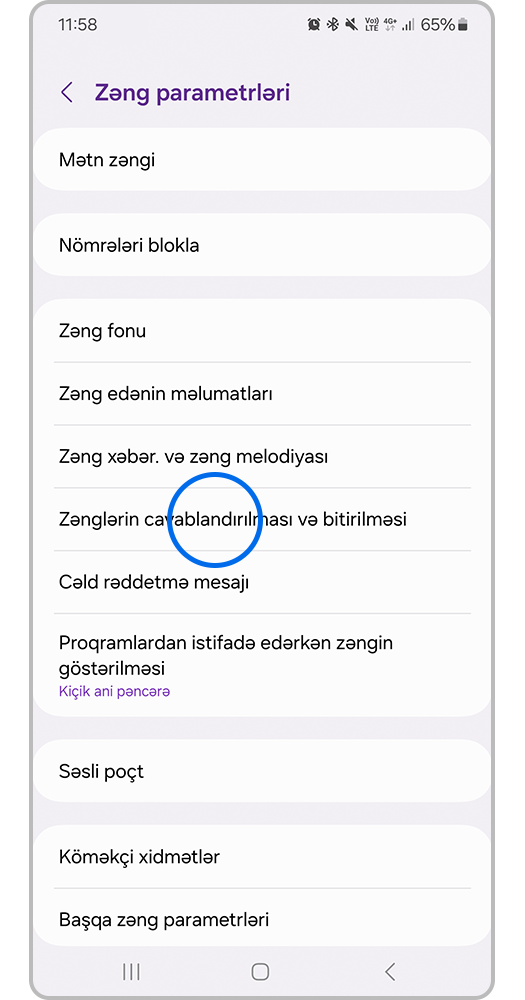 Zənglərin cavablandırılması və bitirilməsi