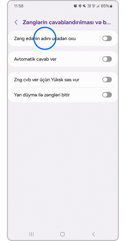 Zəng edənin adını ucadan oxu
