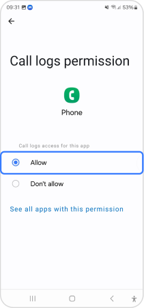 call logs permissions