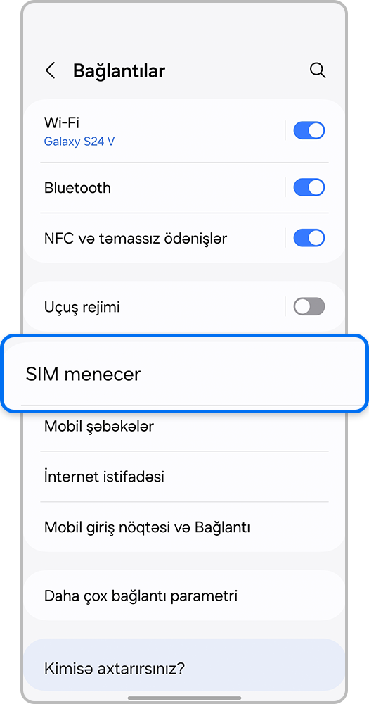 SİM menecer-ə gedin